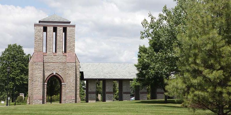 Bryn Athyn College Brickman colonnade from the side view