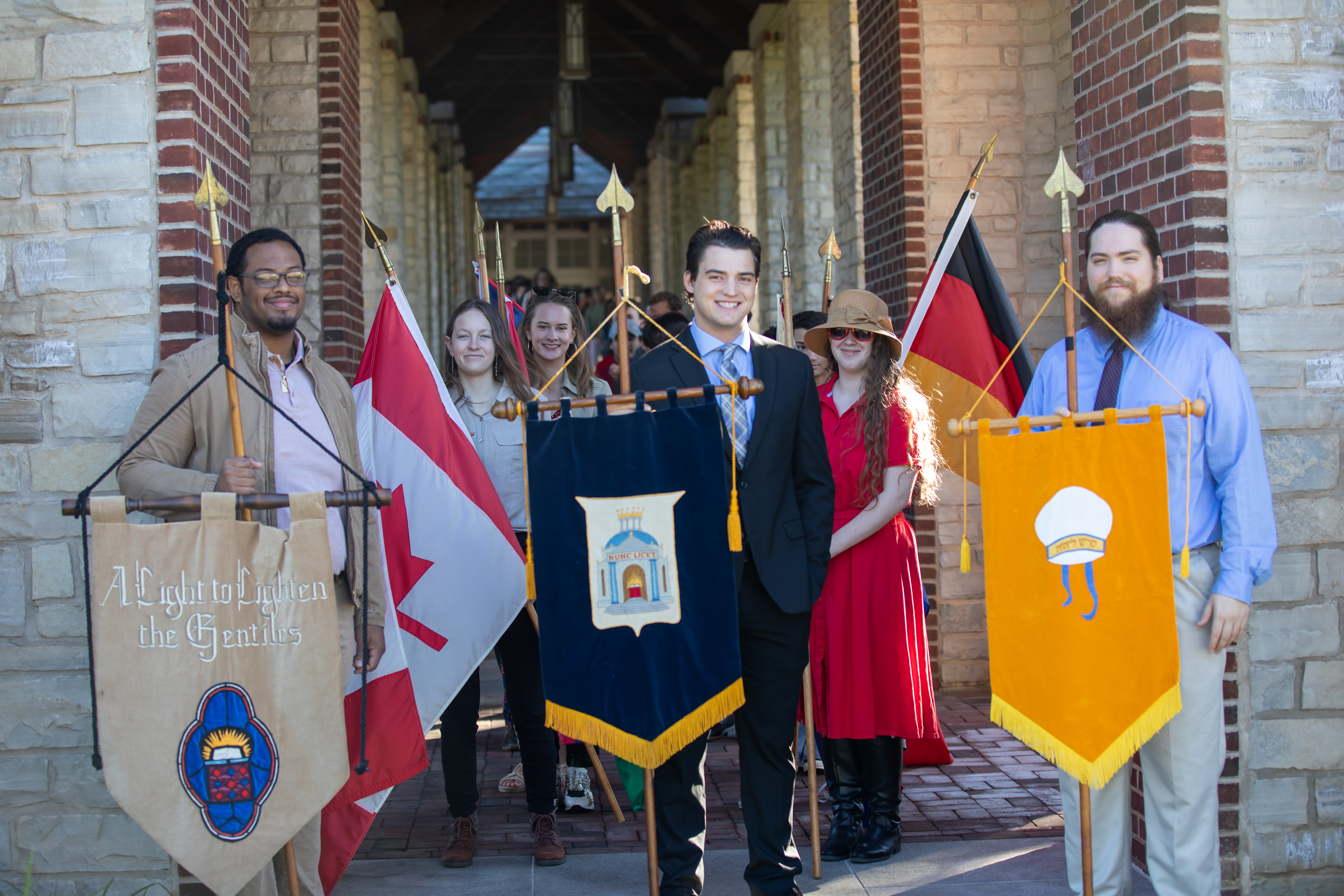 Students walk BACNC campus during the Charter Day procession